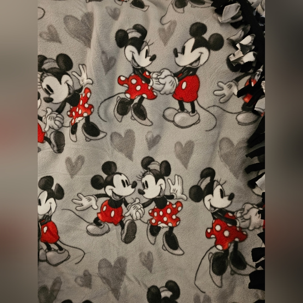 Authentic Mickey and Minnie in Love Tie Blanket